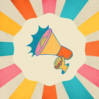 A hand holding a megaphone